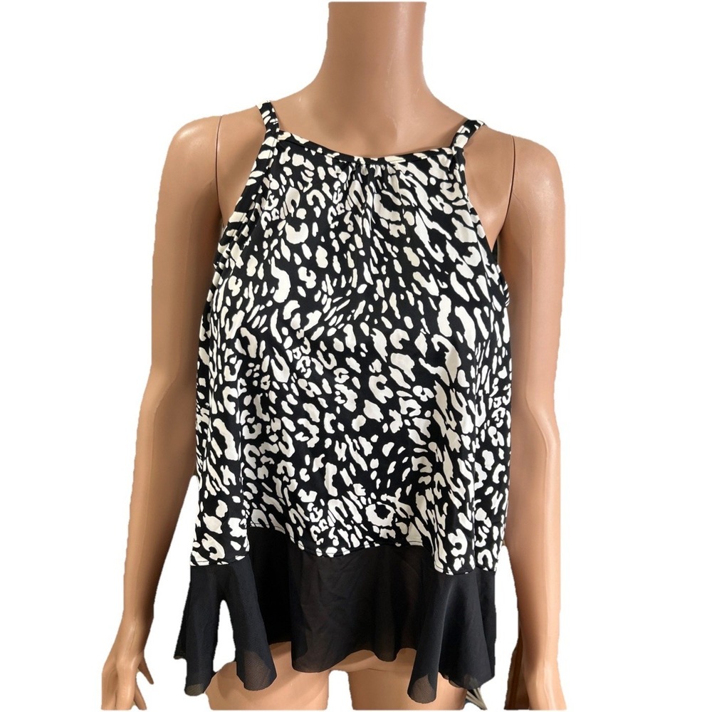 swim solutions tankini top Swimsuit Women's 8 Black White Swimwear